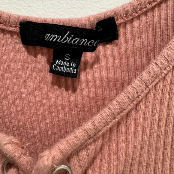 Ambiance Pink Lace Up Bodysuit - Picture 3 of 4